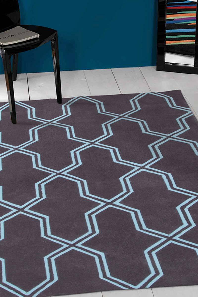 Gold-Neo Lattice Design Rug Smoke-RUG HOME