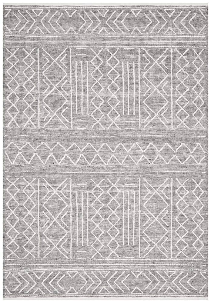 Hudson-Arya Stitch Woven Rug Silver Grey