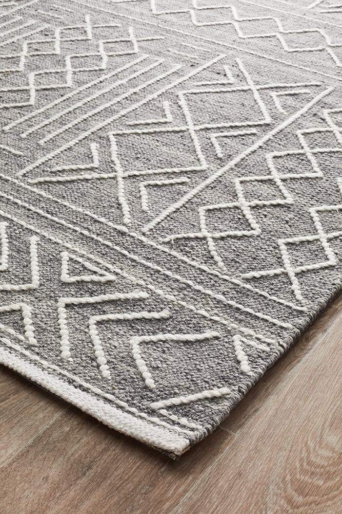 Hudson-Arya Stitch Woven Rug Silver Grey