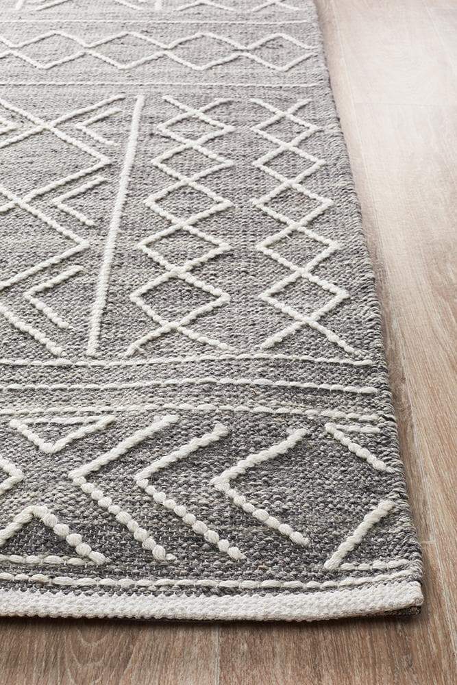 Hudson-Arya Stitch Woven Rug Silver Grey
