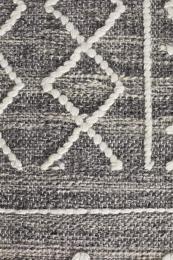 Hudson-Arya Stitch Woven Rug Silver Grey