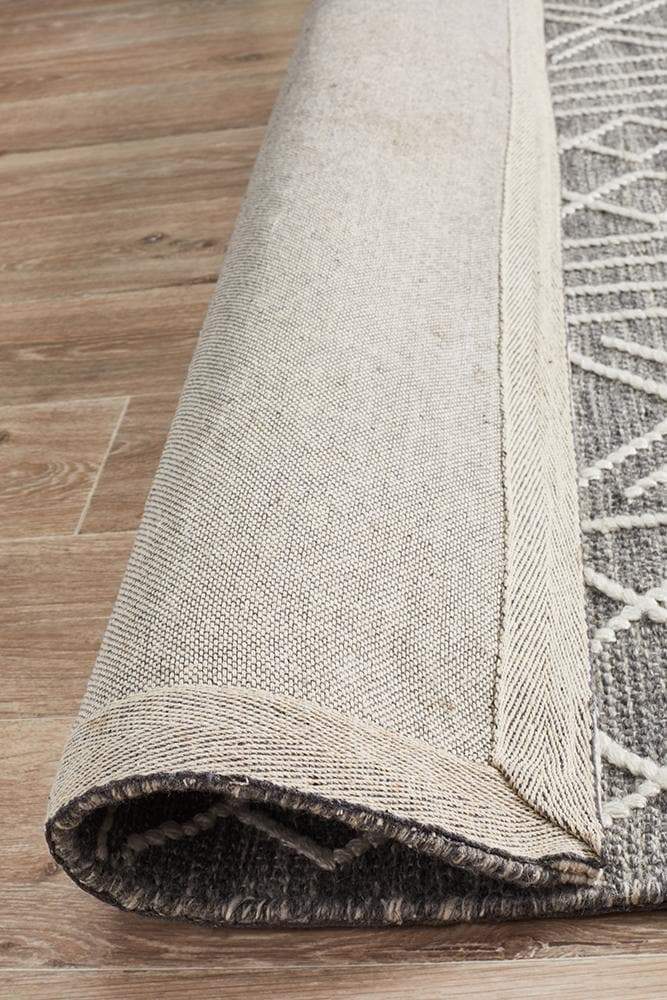 Hudson-Arya Stitch Woven Rug Silver Grey