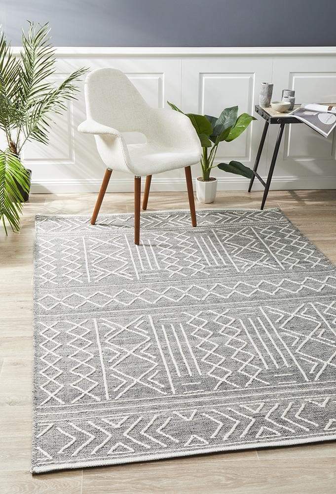 Hudson-Arya Stitch Woven Rug Silver Grey