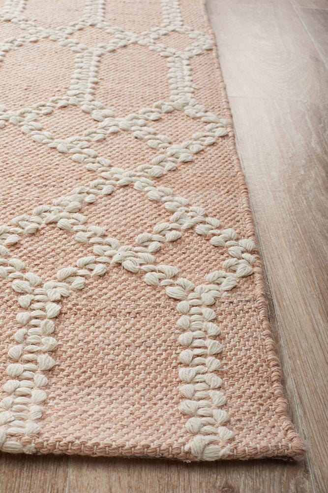 Hudson-Krisha Tribal Trellis Rug Nude Soft Pink