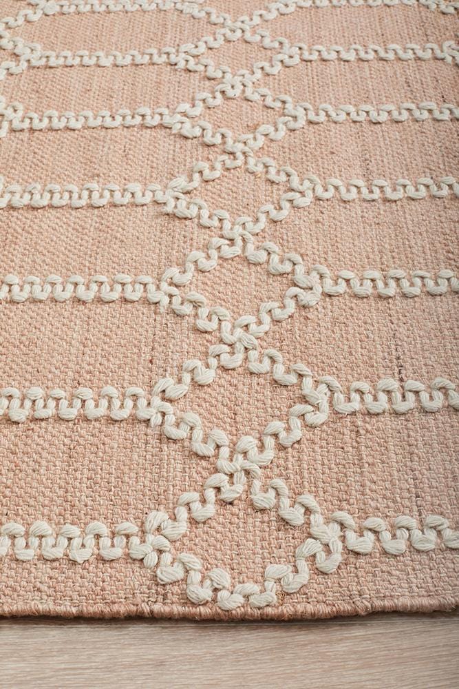 Hudson-Krisha Tribal Trellis Rug Nude Soft Pink