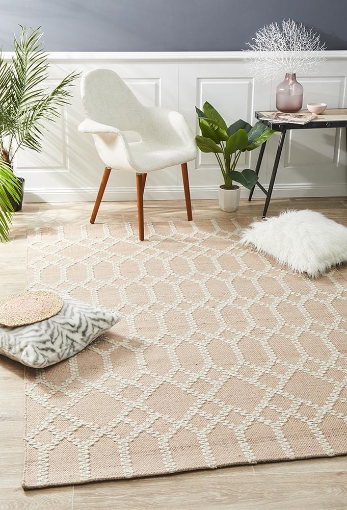 Hudson-Krisha Tribal Trellis Rug Nude Soft Pink