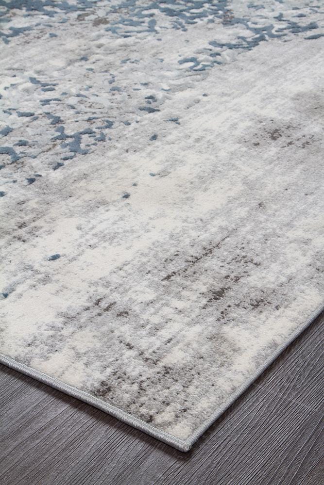 Kendra-Kendra Farah Distressed Contemporary Rug White Blue Grey