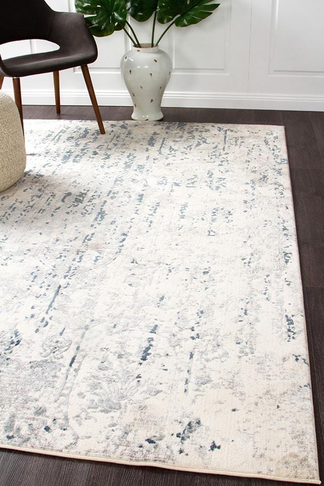 Kendra-Kendra Farah Distressed Contemporary Rug White Blue Grey