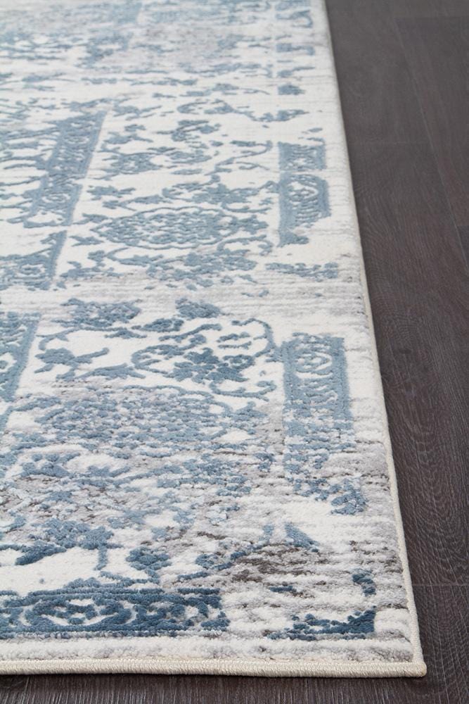 Kendra-Kendra Yasmin Distressed Transitional Rug White Blue Grey