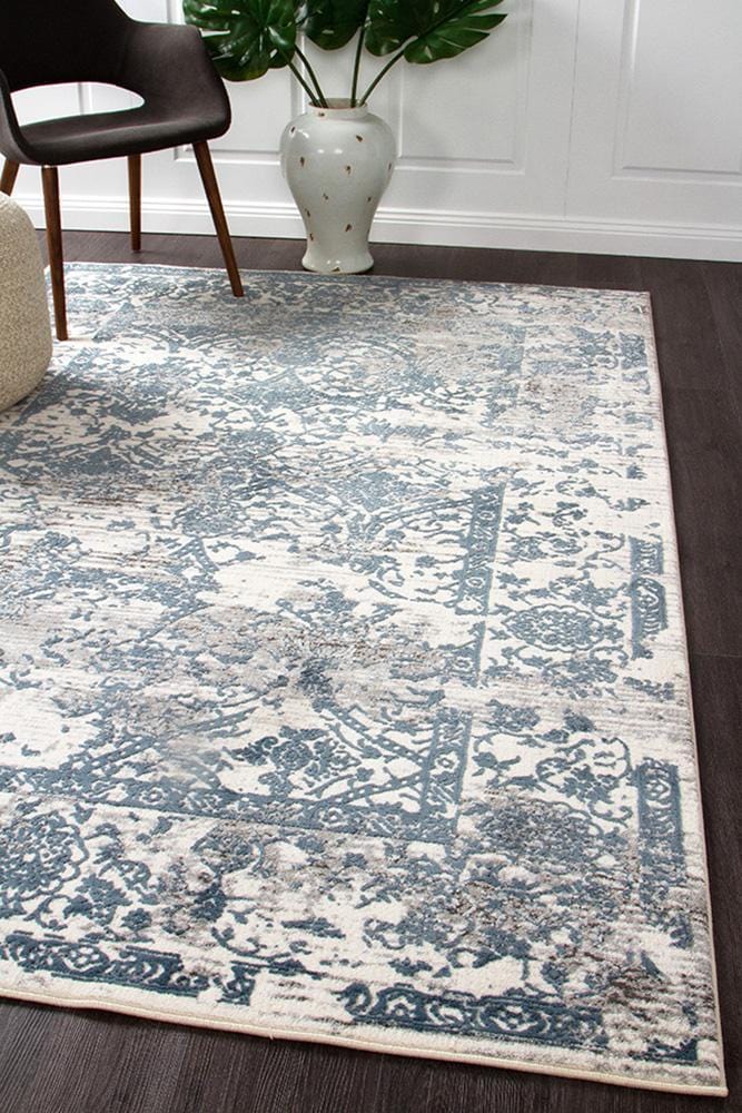 Kendra-Kendra Yasmin Distressed Transitional Rug White Blue Grey
