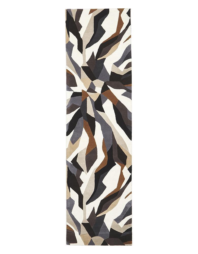 Matrix-Crossroads Designer Wool Rug Brown White Grey-RUG HOME