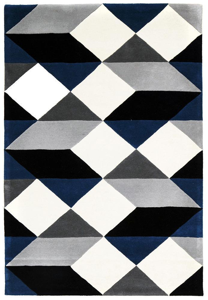 Matrix-Digital Designer Wool Rug Blue Grey White-RUG HOME