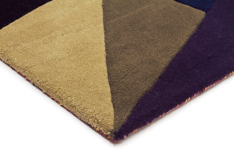 Matrix-Eclectic Designer Wool Rug Blue Rust Purple-RUG HOME
