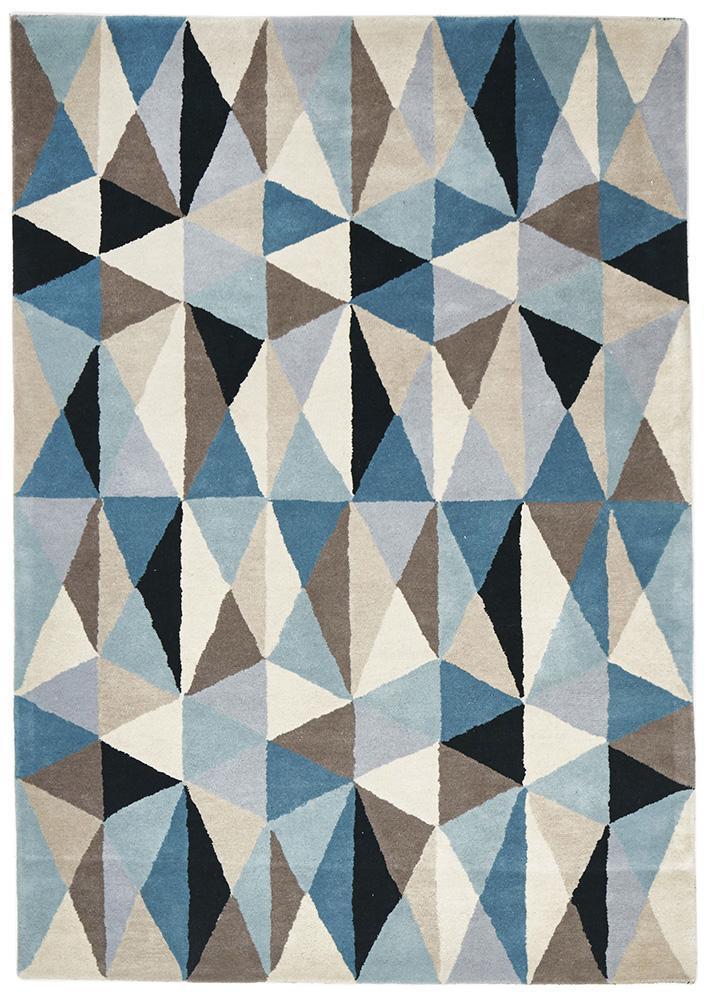 Matrix-Gem Stone Designer Wool Rug Blue-RUG HOME