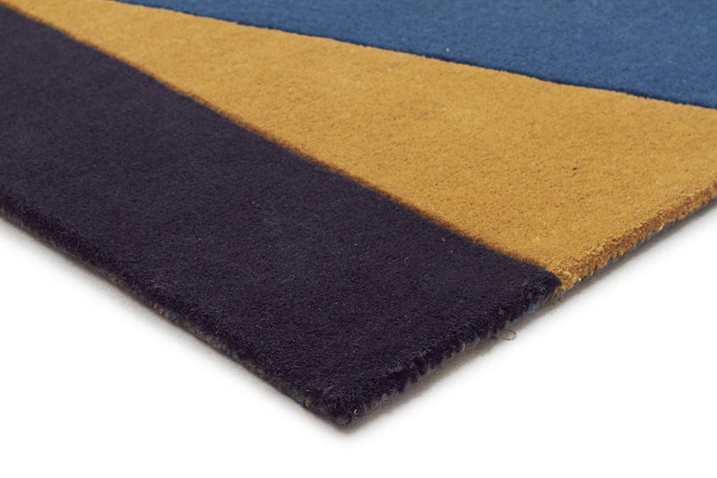 Matrix-Laura Designer Wool Rug Blue Yellow Grey-RUG HOME