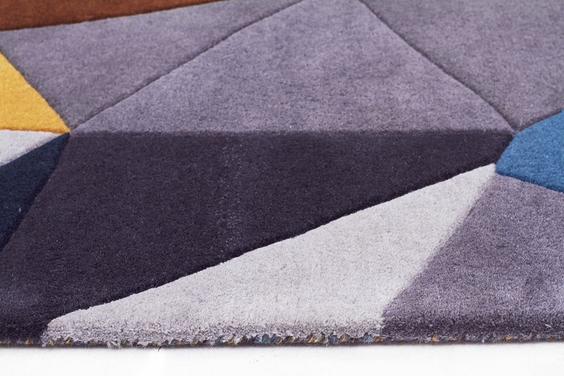 Matrix-Laura Designer Wool Rug Blue Yellow Grey-RUG HOME