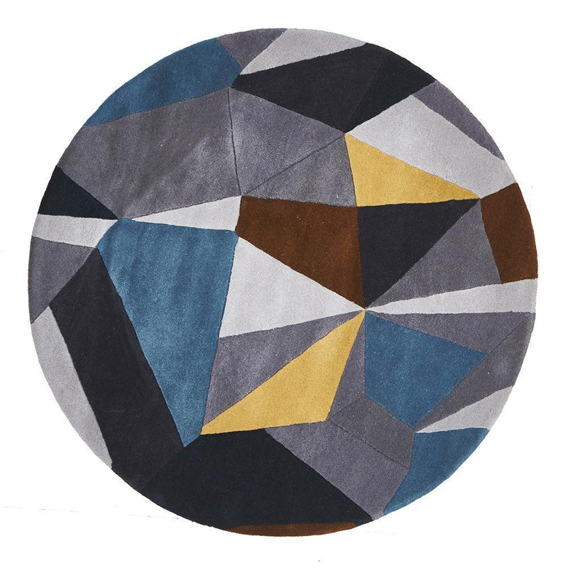 Matrix-Laura Designer Wool Rug Blue Yellow Grey-RUG HOME