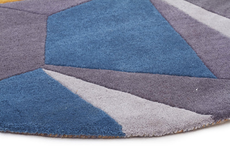 Matrix-Laura Designer Wool Rug Blue Yellow Grey-RUG HOME