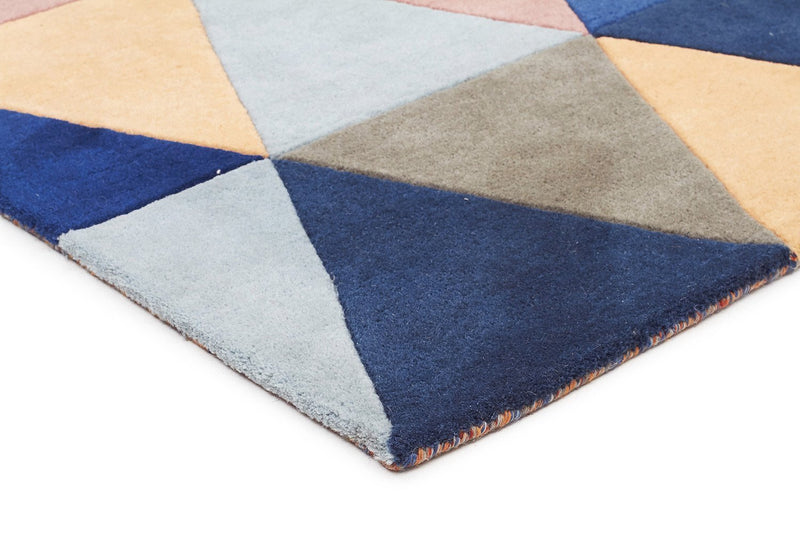 Matrix-Prism Designer Wool Rug Rust Blue Navy-RUG HOME