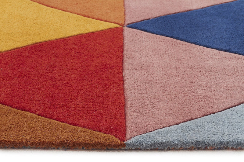 Matrix-Prism Designer Wool Rug Rust Blue Navy-RUG HOME