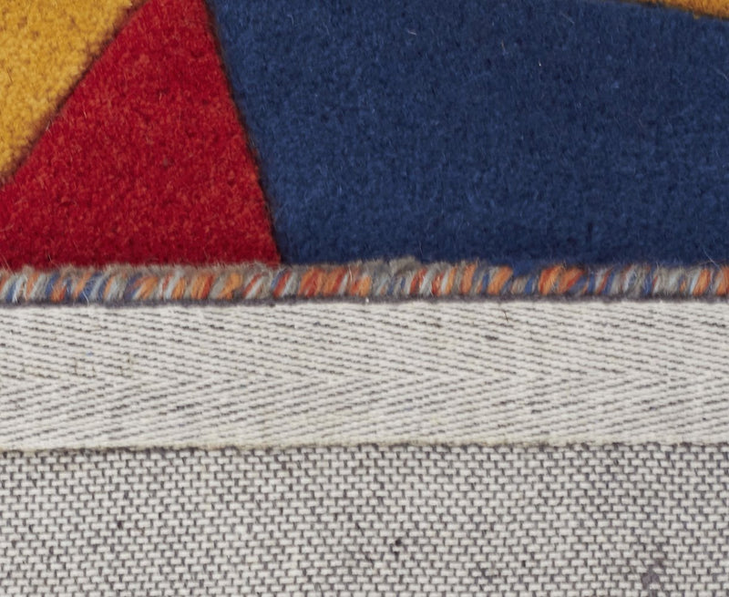 Matrix-Prism Designer Wool Rug Rust Blue Navy-RUG HOME