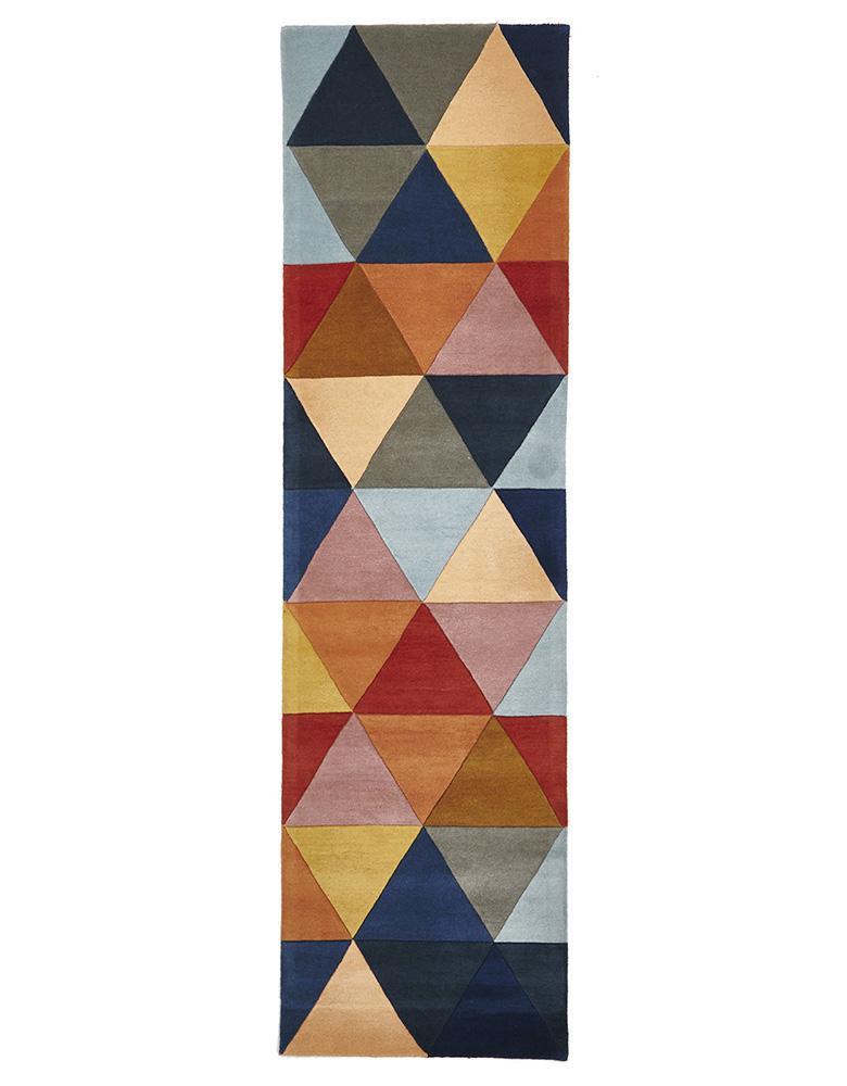 Matrix-Prism Designer Wool Rug Rust Blue Navy-RUG HOME
