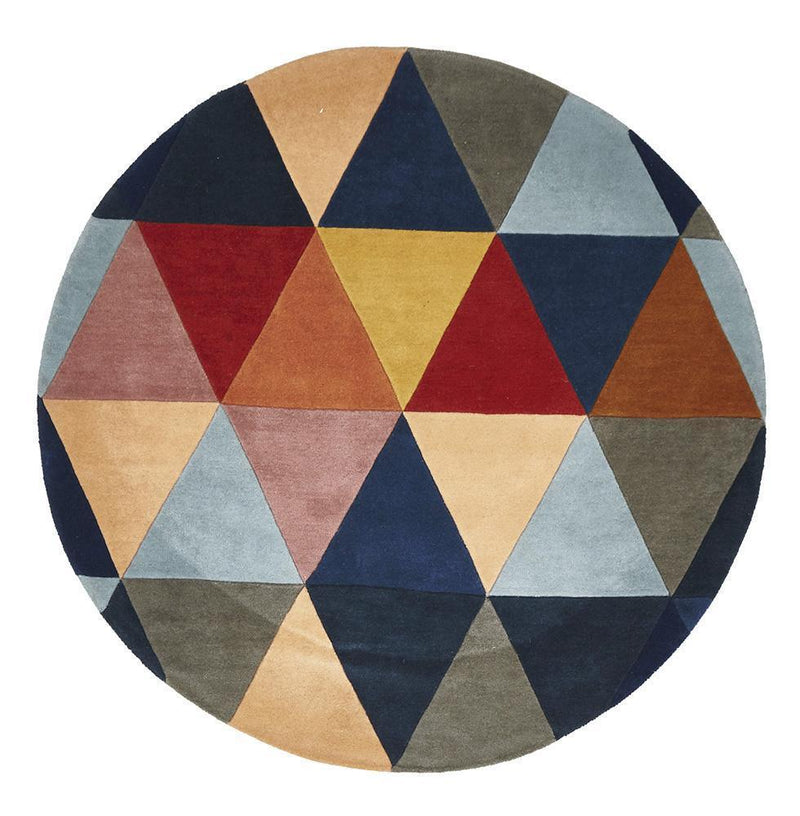 Matrix-Prism Designer Wool Rug Rust Blue Navy-RUG HOME