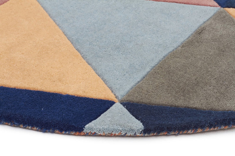 Matrix-Prism Designer Wool Rug Rust Blue Navy-RUG HOME