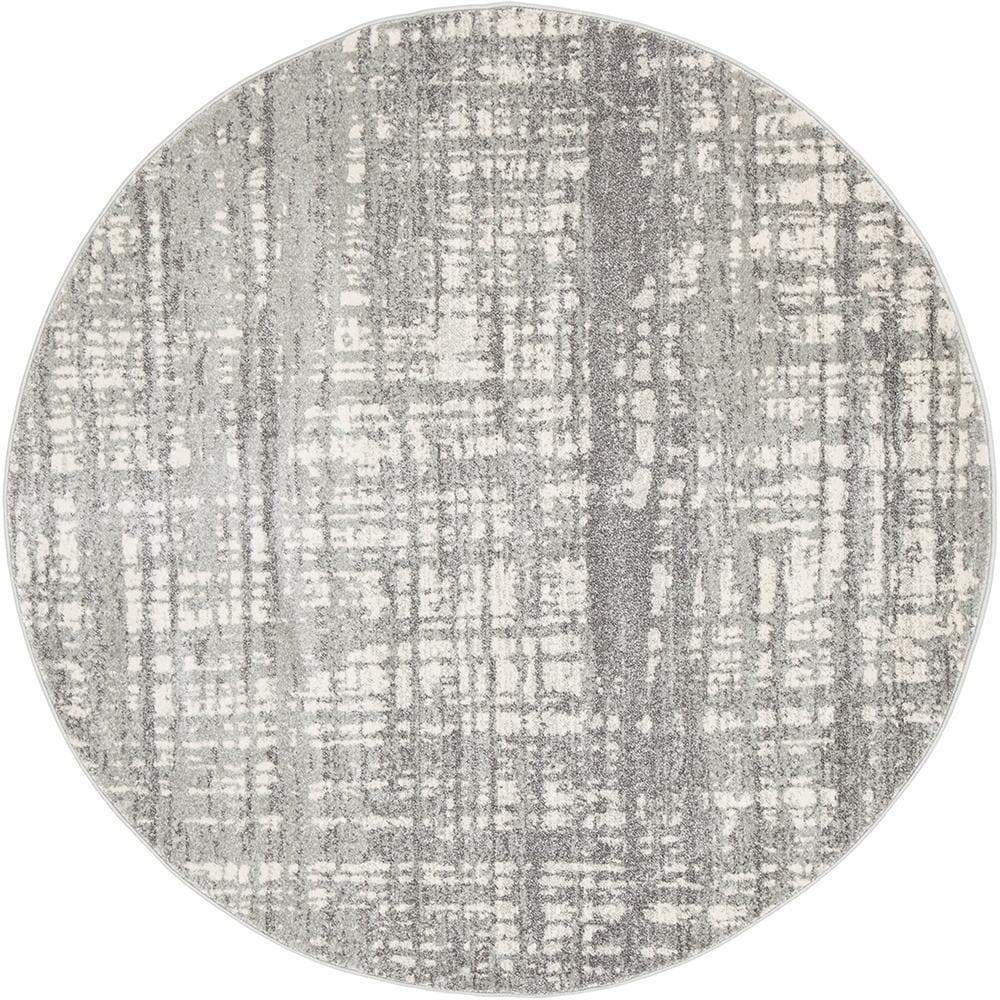 Mirage-Ashley Abstract Modern Silver Grey Round Rug