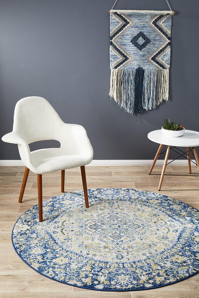 Museum-Museum Ruthy Navy Round Rug-RUG HOME