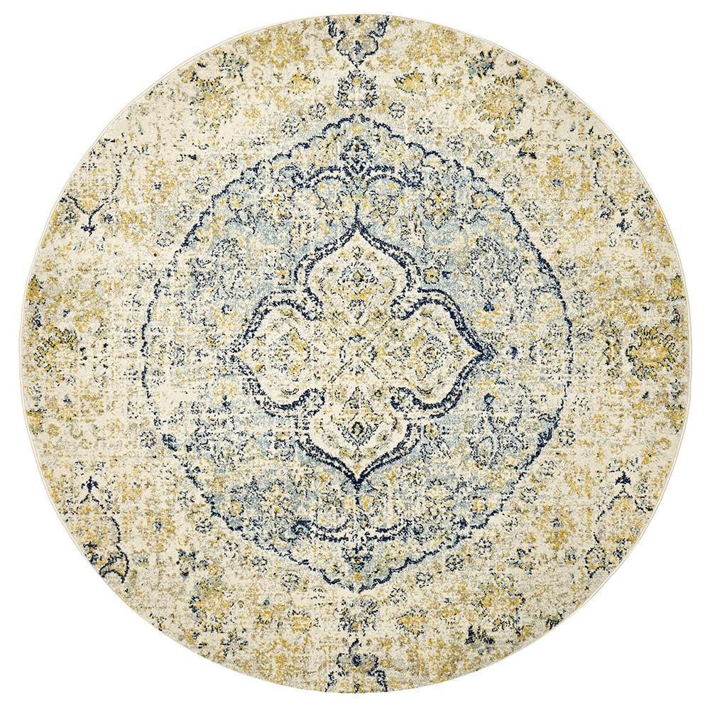Museum-Museum Tyler Sky Blue Round Rug