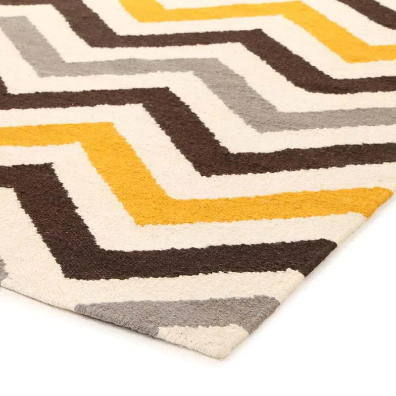 Nomad-Flat Weave Design Rug Yellow Brown