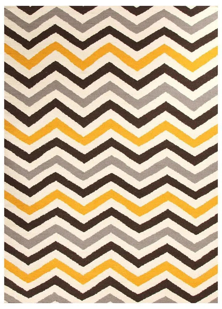 Nomad-Flat Weave Design Rug Yellow Brown