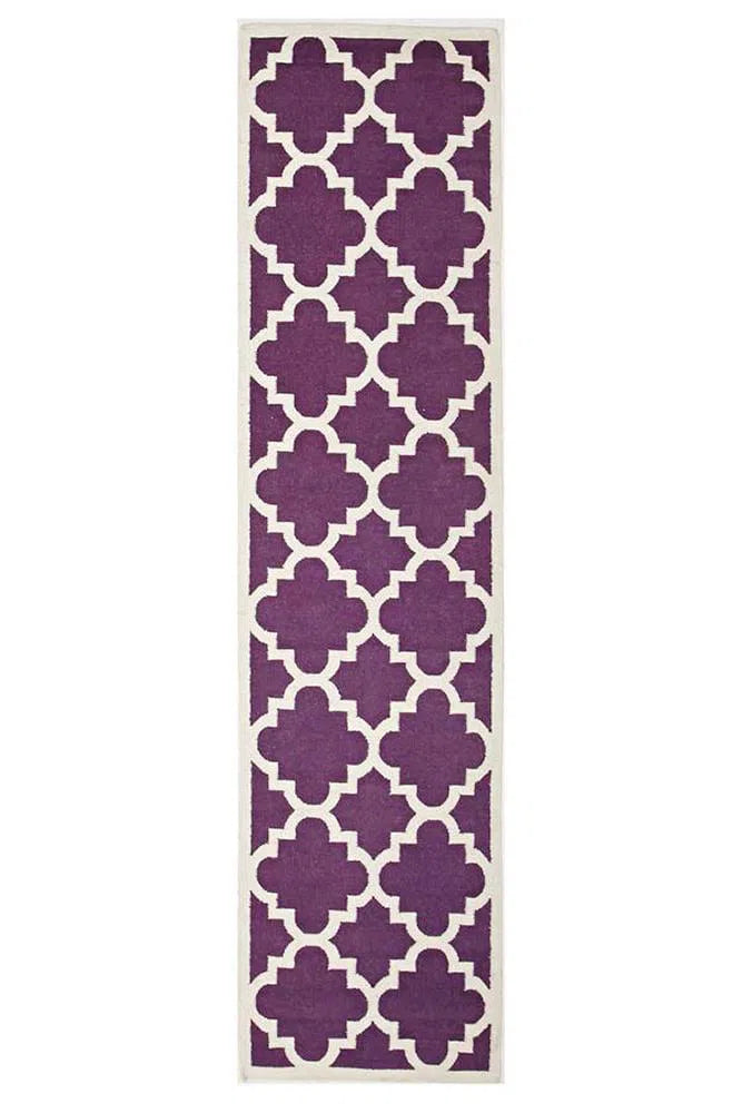 Nomad-Flat Weave Large Moroccan Design Rug Aubergine