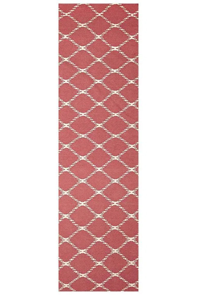 Nomad-Flat Weave Stitch Design Rug Pink