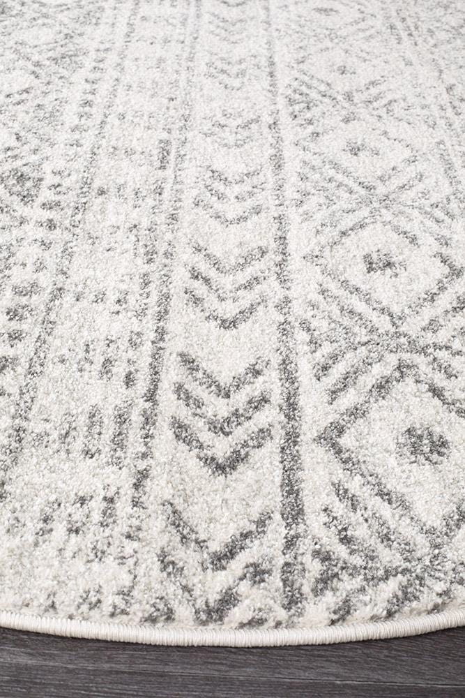 Oasis-Oasis Ismail White Grey Rustic Round Rug