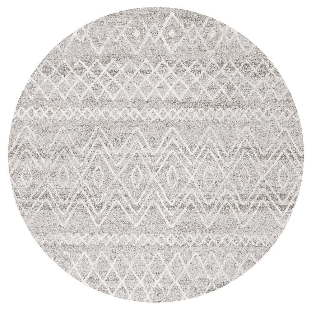 Oasis-Oasis Nadia Grey Rustic Tribal Round Rug