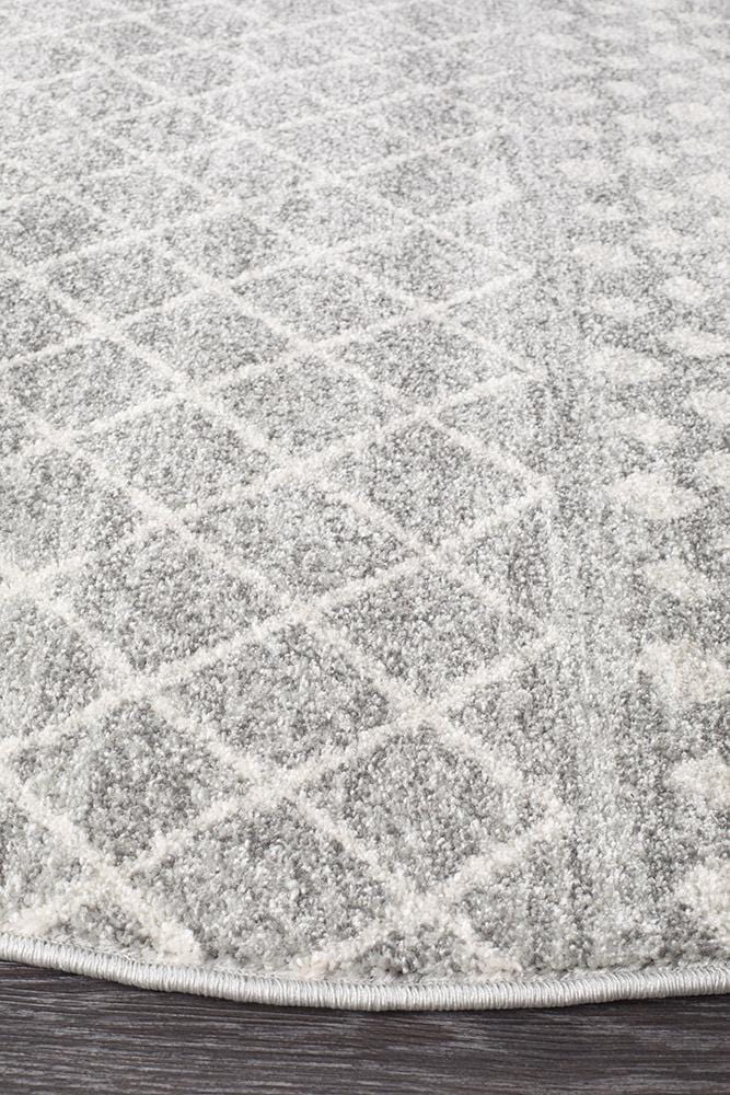 Oasis-Oasis Nadia Grey Rustic Tribal Round Rug