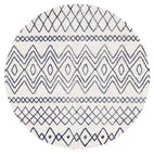 Oasis-Oasis Nadia White Blue Rustic Tribal Round Rug