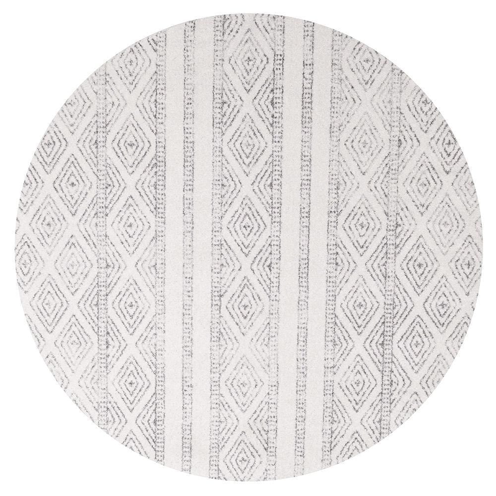 Oasis-Oasis Salma White And Grey Tribal Round Rug