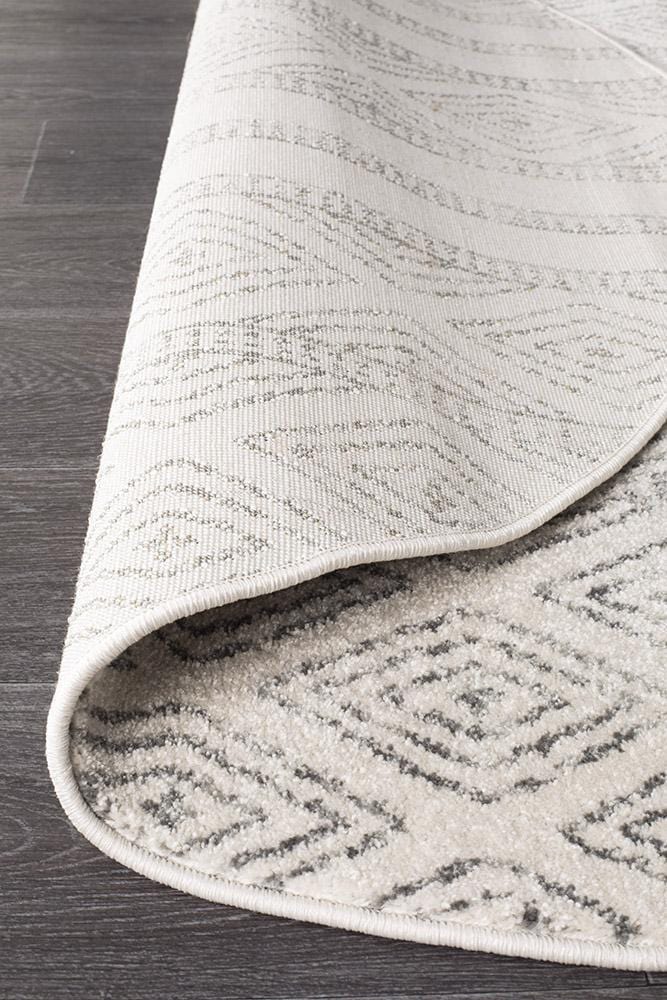 Oasis-Oasis Salma White And Grey Tribal Round Rug