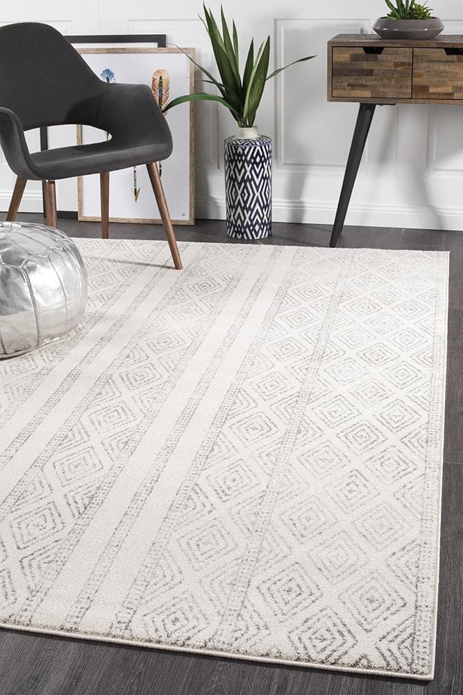 Oasis-Oasis Salma White And Grey Tribal Rug
