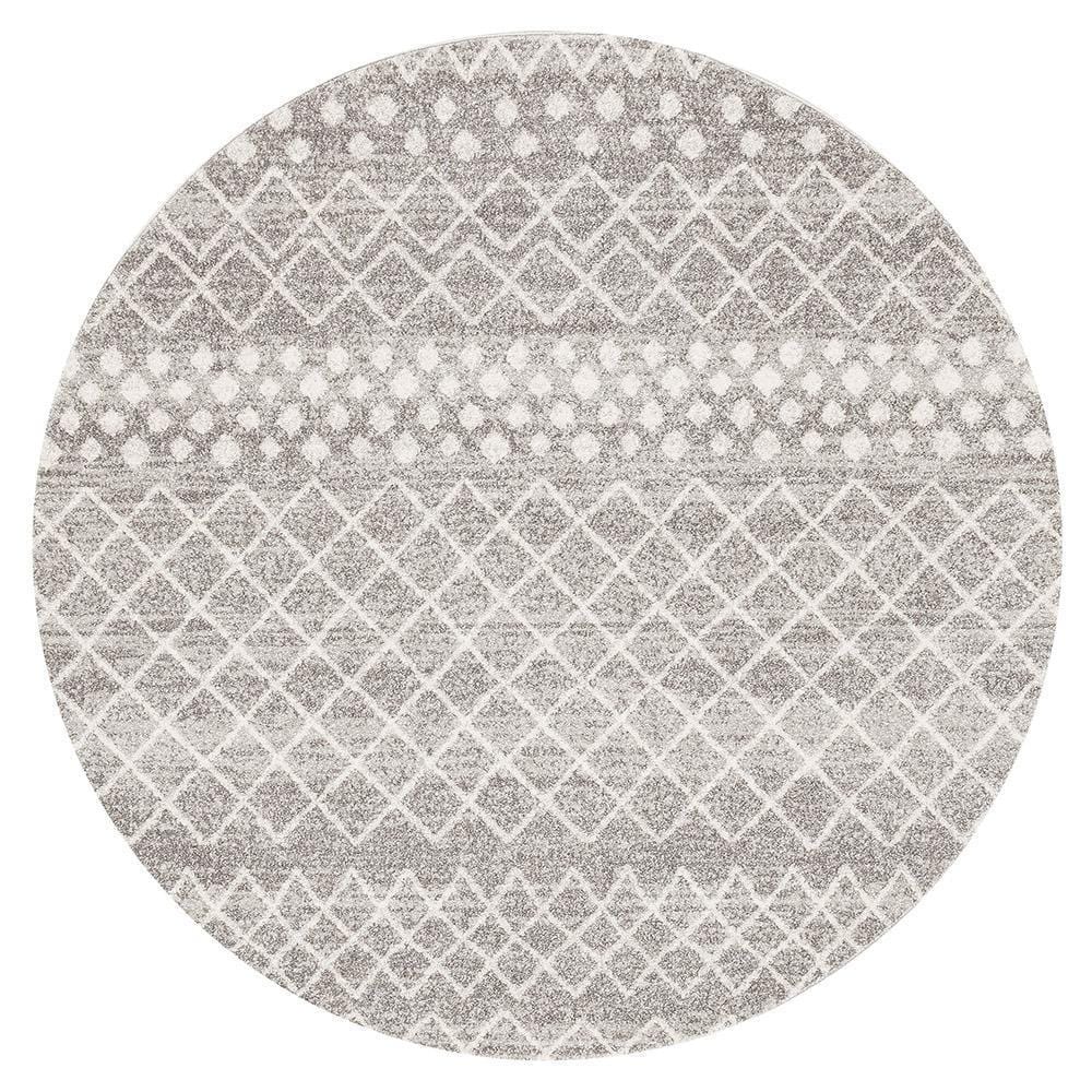 Oasis-Oasis Selma Silver Tribal Round Rug