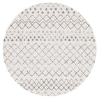 Oasis-Oasis Selma White Grey Tribal Round Rug