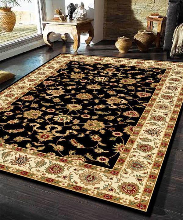 Sydney-Classic Rug Black with Ivory Border-RUG HOME