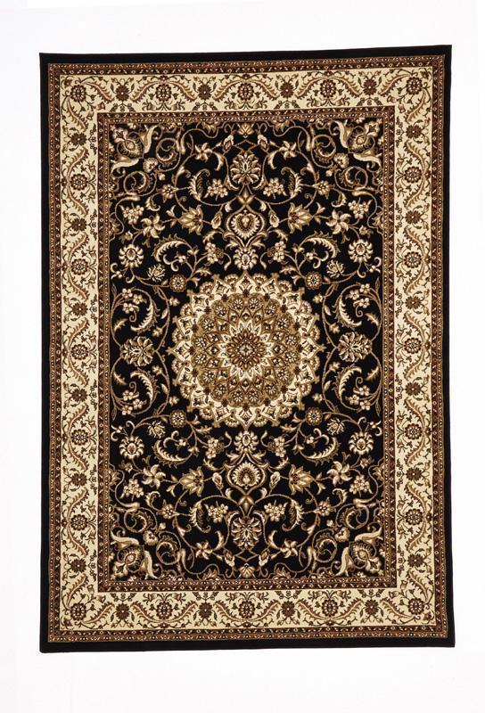 Sydney-Medallion Rug Black with Ivory Border-RUG HOME