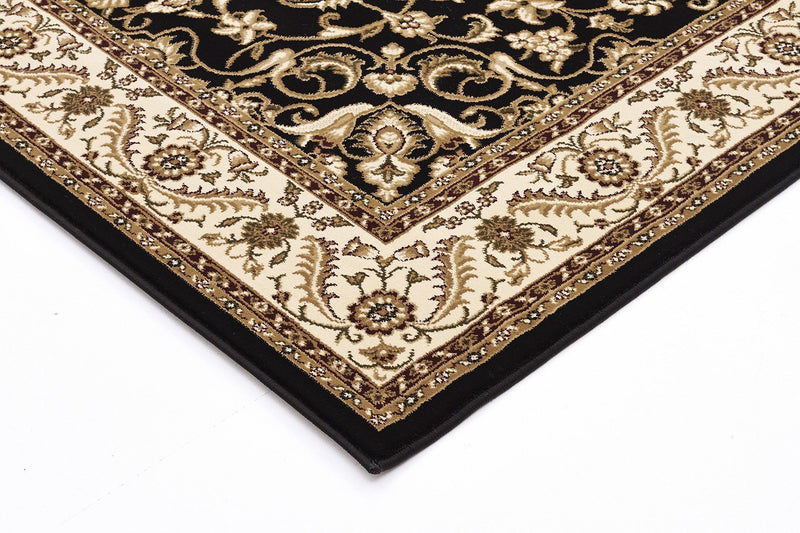 Sydney-Medallion Rug Black with Ivory Border-RUG HOME