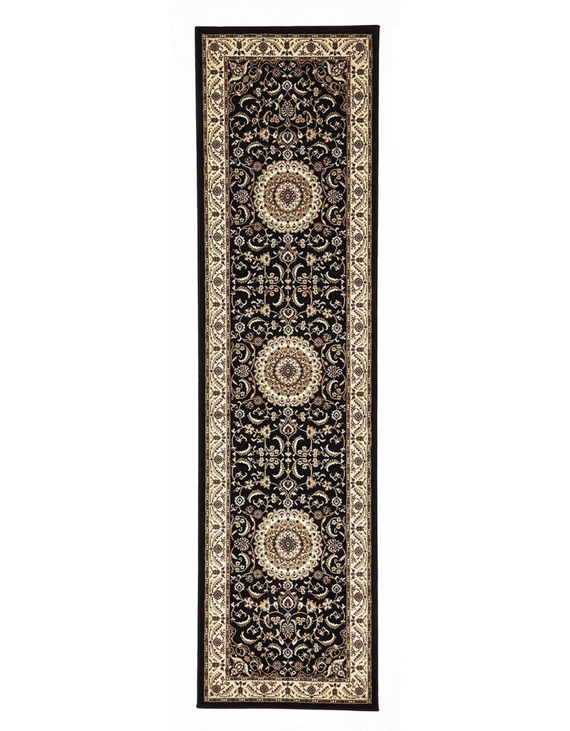 Sydney-Medallion Rug Black with Ivory Border-RUG HOME