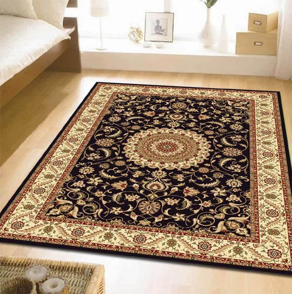 Sydney-Medallion Rug Black with Ivory Border-RUG HOME