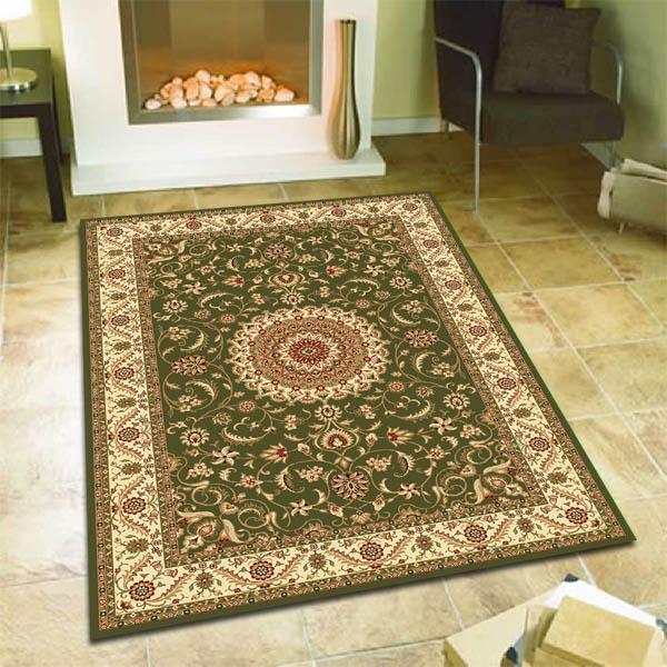 Sydney-Medallion Rug Green with Ivory Border-RUG HOME